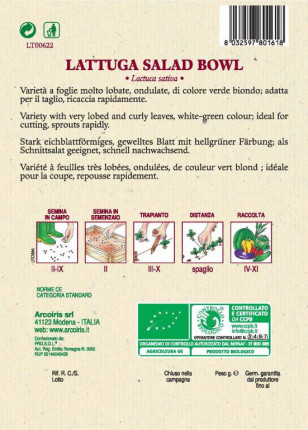 Lattuga Salad Bowl - Sementi Biologiche