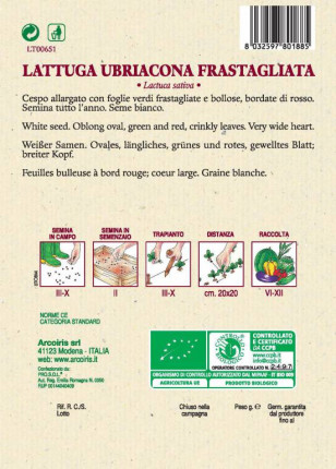 Lattuga Ubriacona Frastagliata - Sementi Biologiche